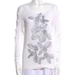 Anne Fontaine White Floral Long Sleeve sweater size 40